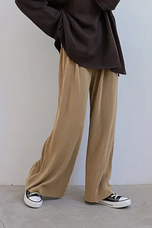 Solid Color Loose Slacks (Fit 99 To 165lbs)