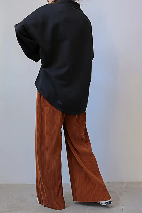 Solid Color Loose Slacks (Fit 99 To 165lbs)