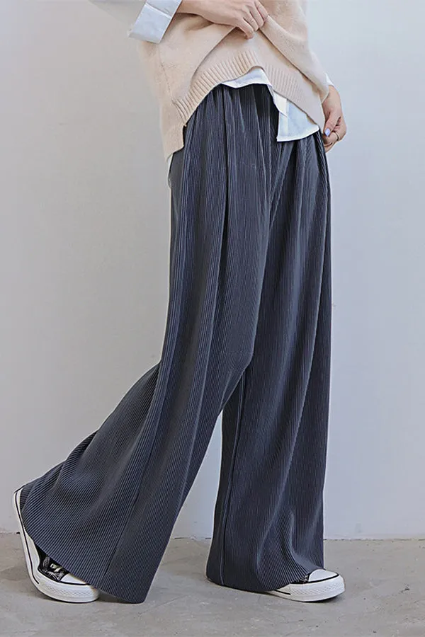 Solid Color Loose Slacks (Fit 99 To 165lbs)