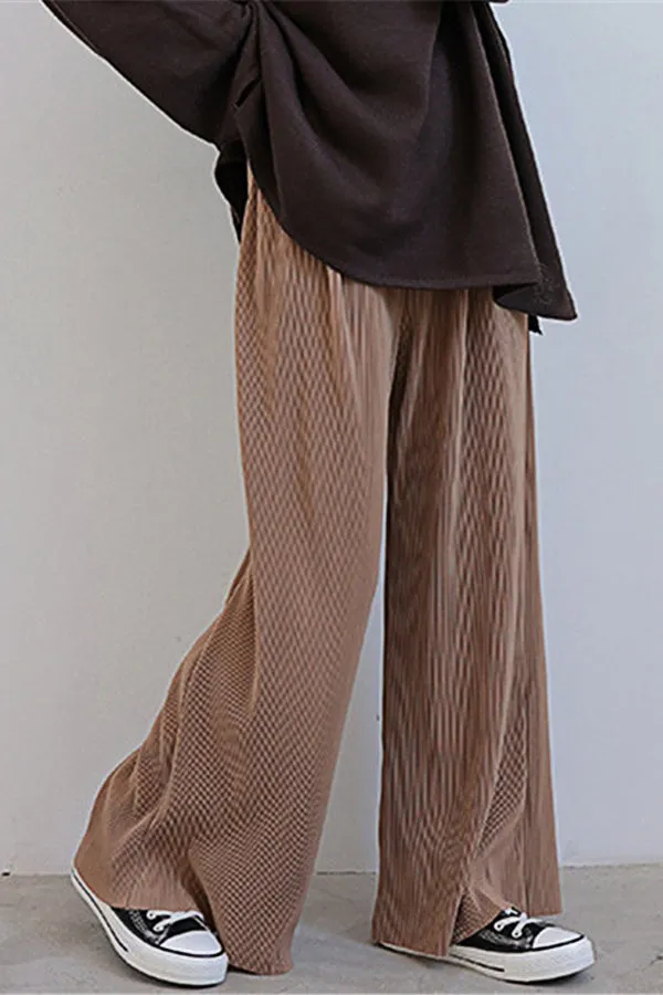Solid Color Loose Slacks (Fit 99 To 165lbs)