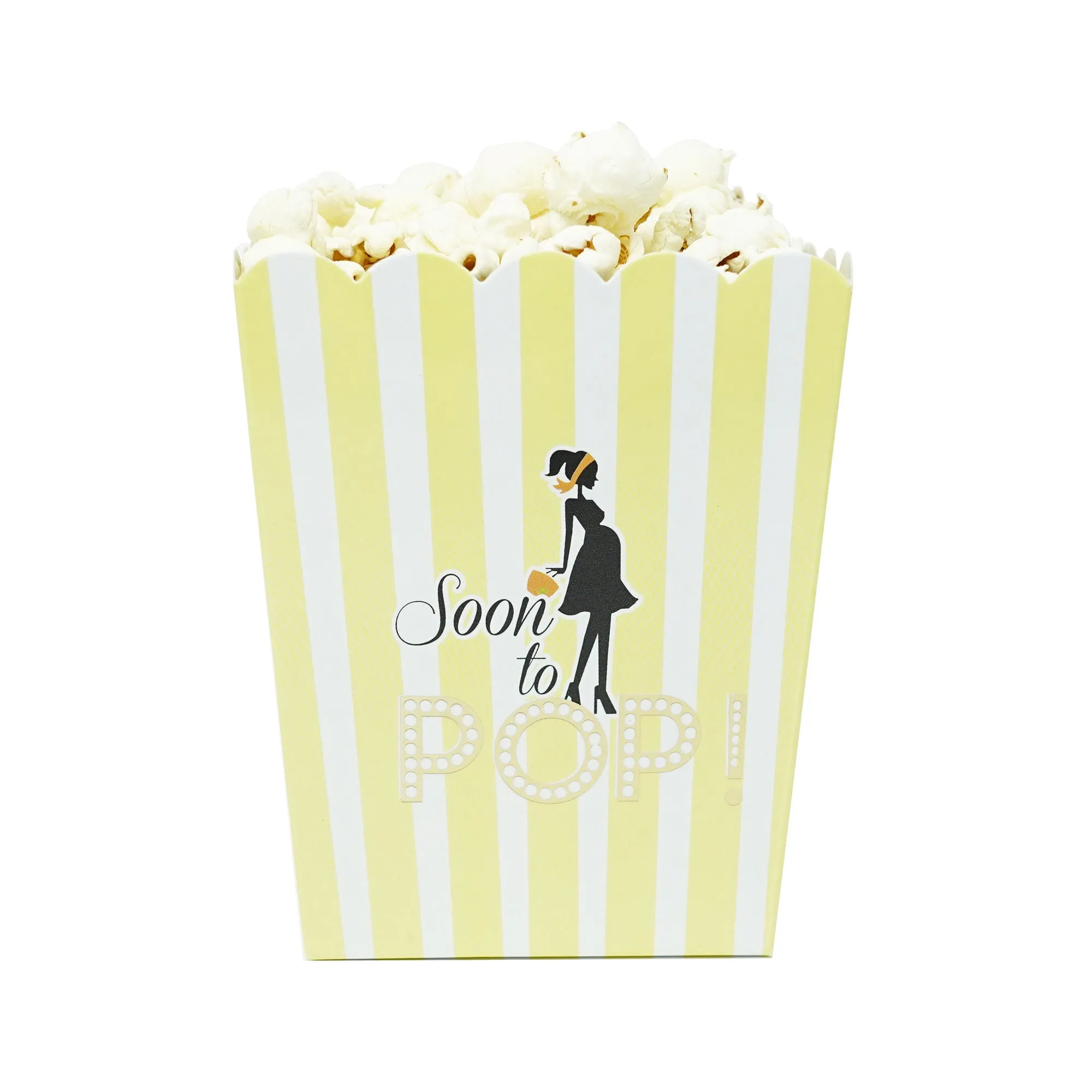 Soon To Pop Yellow Baby Shower Popcorn Favor Box-Set of 20
