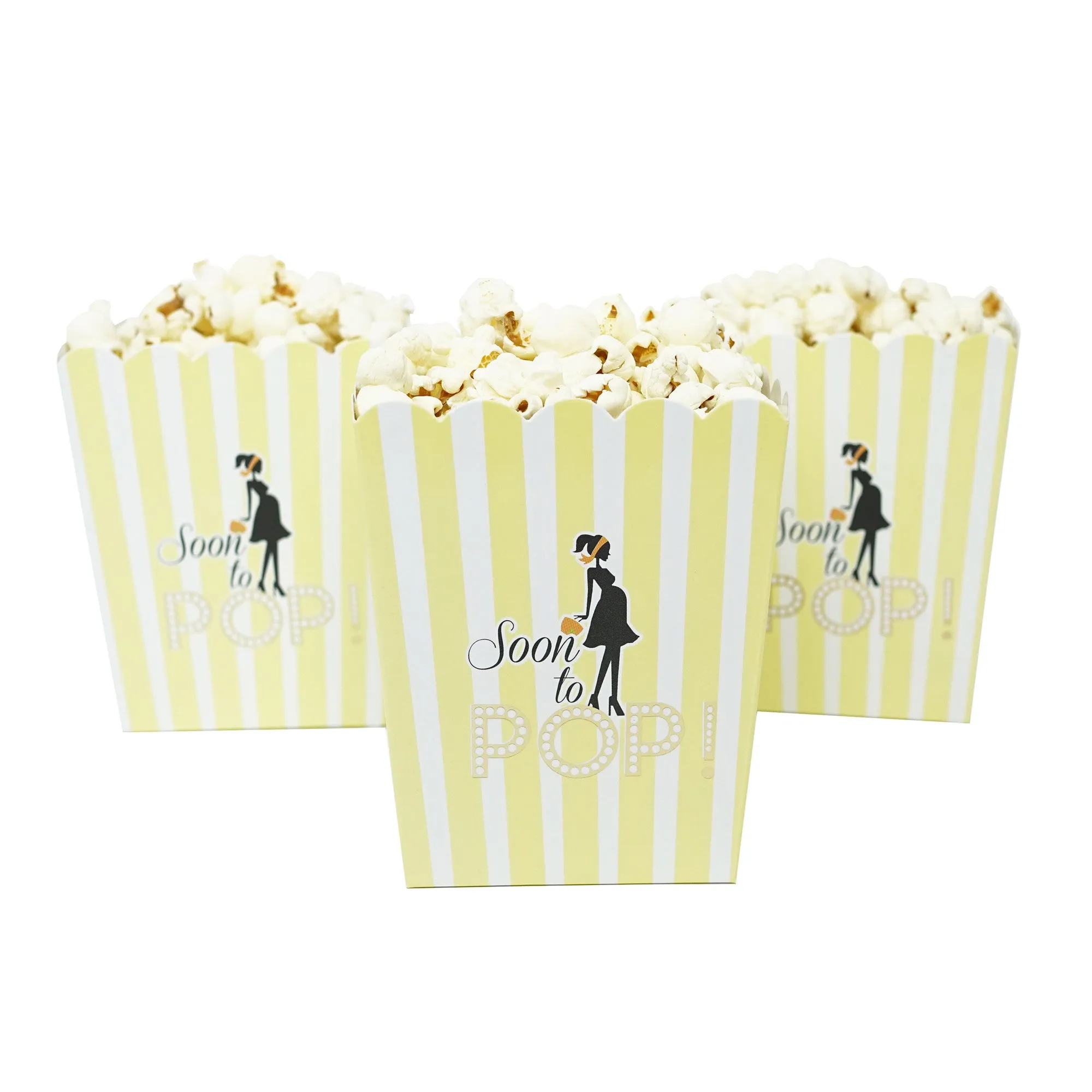 Soon To Pop Yellow Baby Shower Popcorn Favor Box-Set of 20
