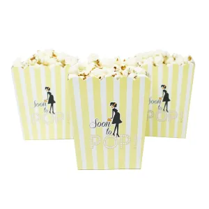 Soon To Pop Yellow Baby Shower Popcorn Favor Box-Set of 20