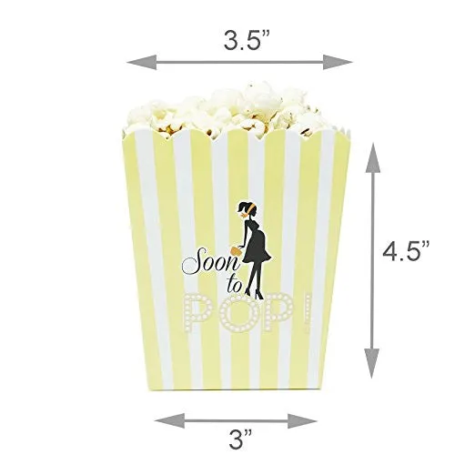 Soon To Pop Yellow Baby Shower Popcorn Favor Box-Set of 20