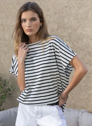 Spring Stripe Raw Edge Caplet Top