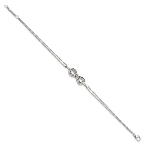 Sterling Silver 0.1ct. Black and White Diamond Reversible Infinity Bracelet