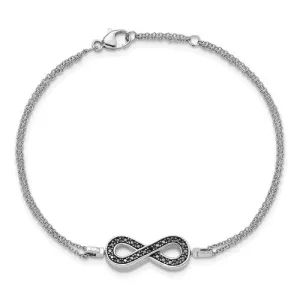 Sterling Silver 0.1ct. Black and White Diamond Reversible Infinity Bracelet