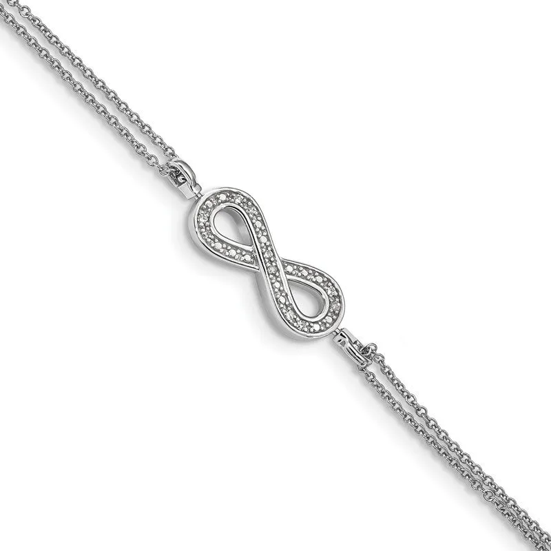 Sterling Silver 0.1ct. Black and White Diamond Reversible Infinity Bracelet