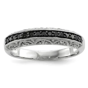 Sterling Silver Black And White Diamond Ring