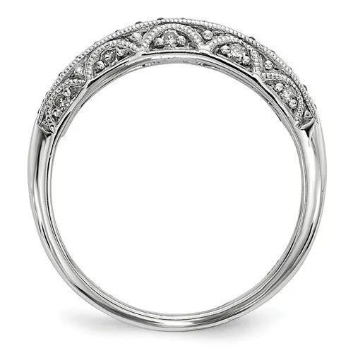 Sterling Silver Black And White Diamond Ring