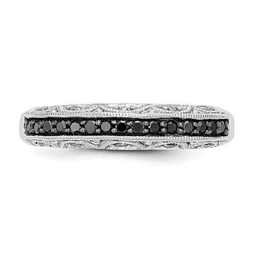 Sterling Silver Black And White Diamond Ring