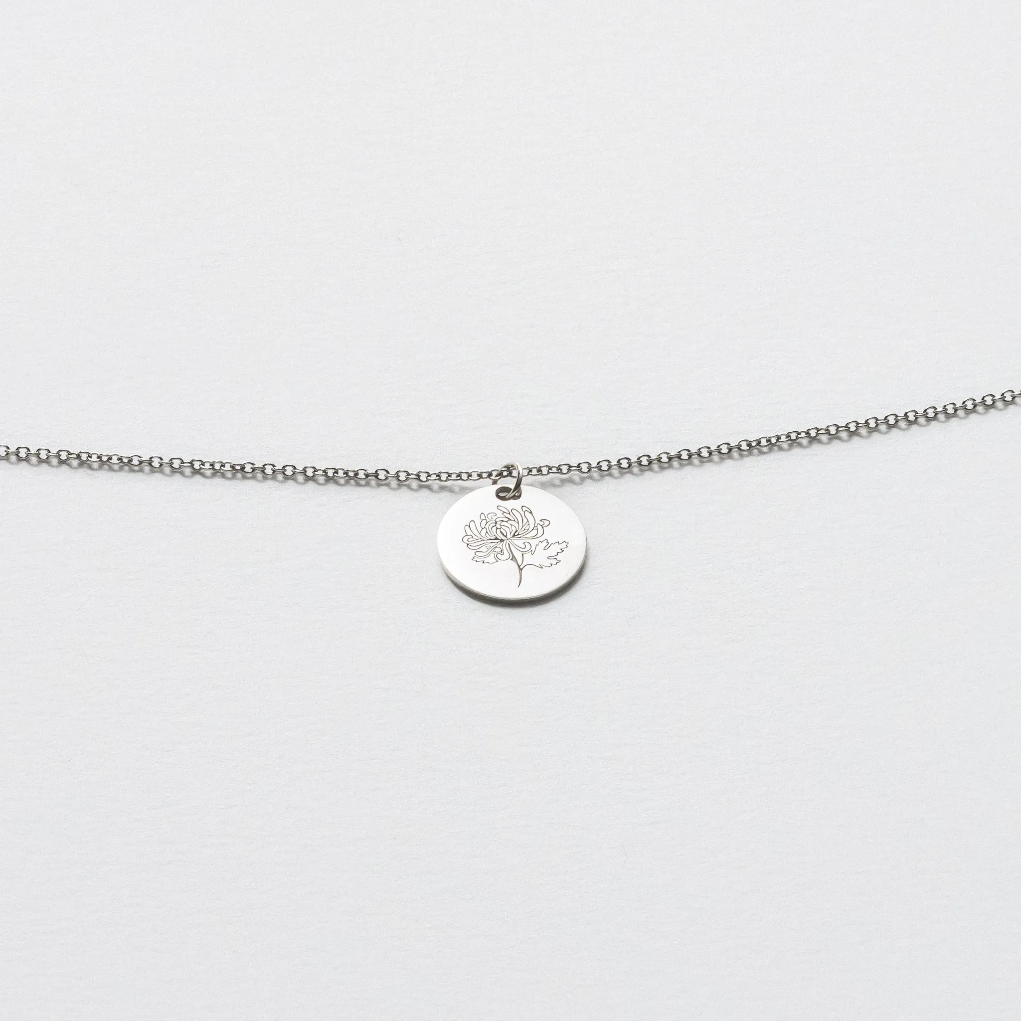 Sterling Silver Pendant Chain Necklace, Floral - Polished 11.95mm