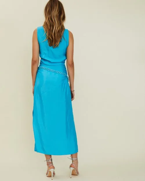 SUBOO | Halley Sleeveless Maxi with Detach Chain | Turquoise