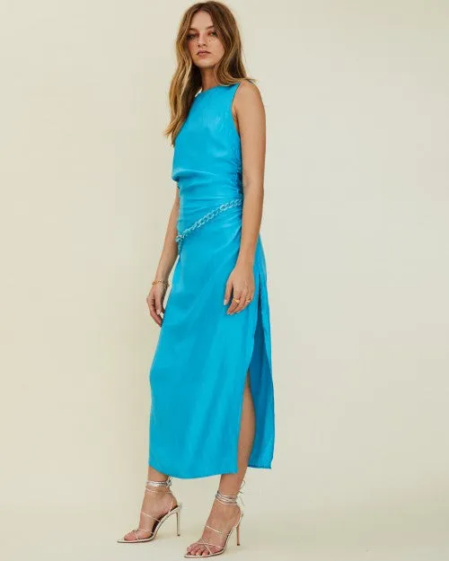 SUBOO | Halley Sleeveless Maxi with Detach Chain | Turquoise