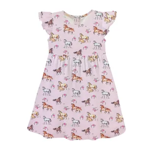 Sweet Horses Pink Printed Dress