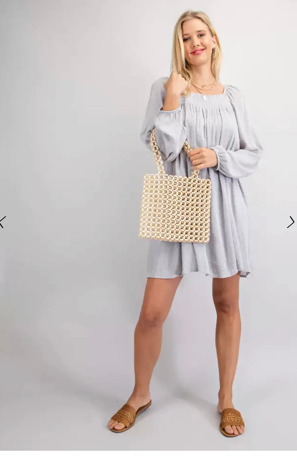 Swiss Dot Smocked Square Neck Dress-2 Colors Available
