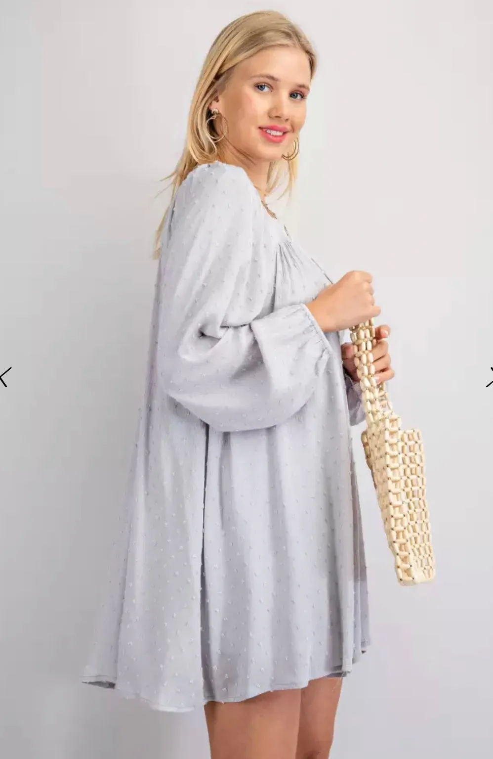 Swiss Dot Smocked Square Neck Dress-2 Colors Available