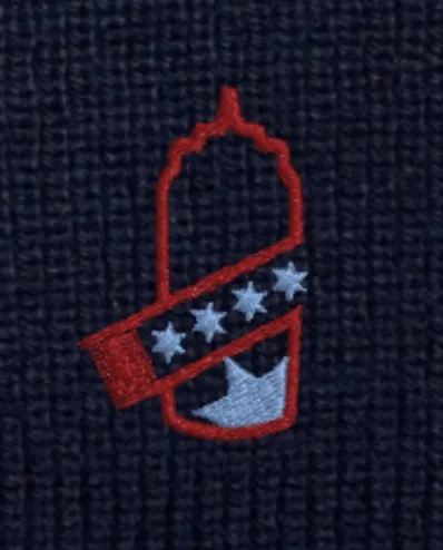 That Mild Sauce Sportsman Pom Pom Knit Cap - GRAY & NAVY