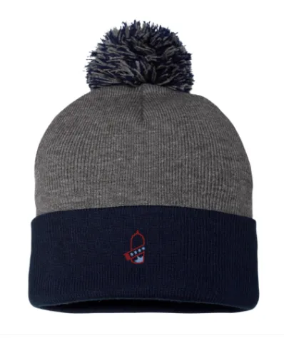 That Mild Sauce Sportsman Pom Pom Knit Cap - GRAY & NAVY