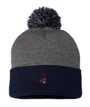 That Mild Sauce Sportsman Pom Pom Knit Cap - GRAY & NAVY