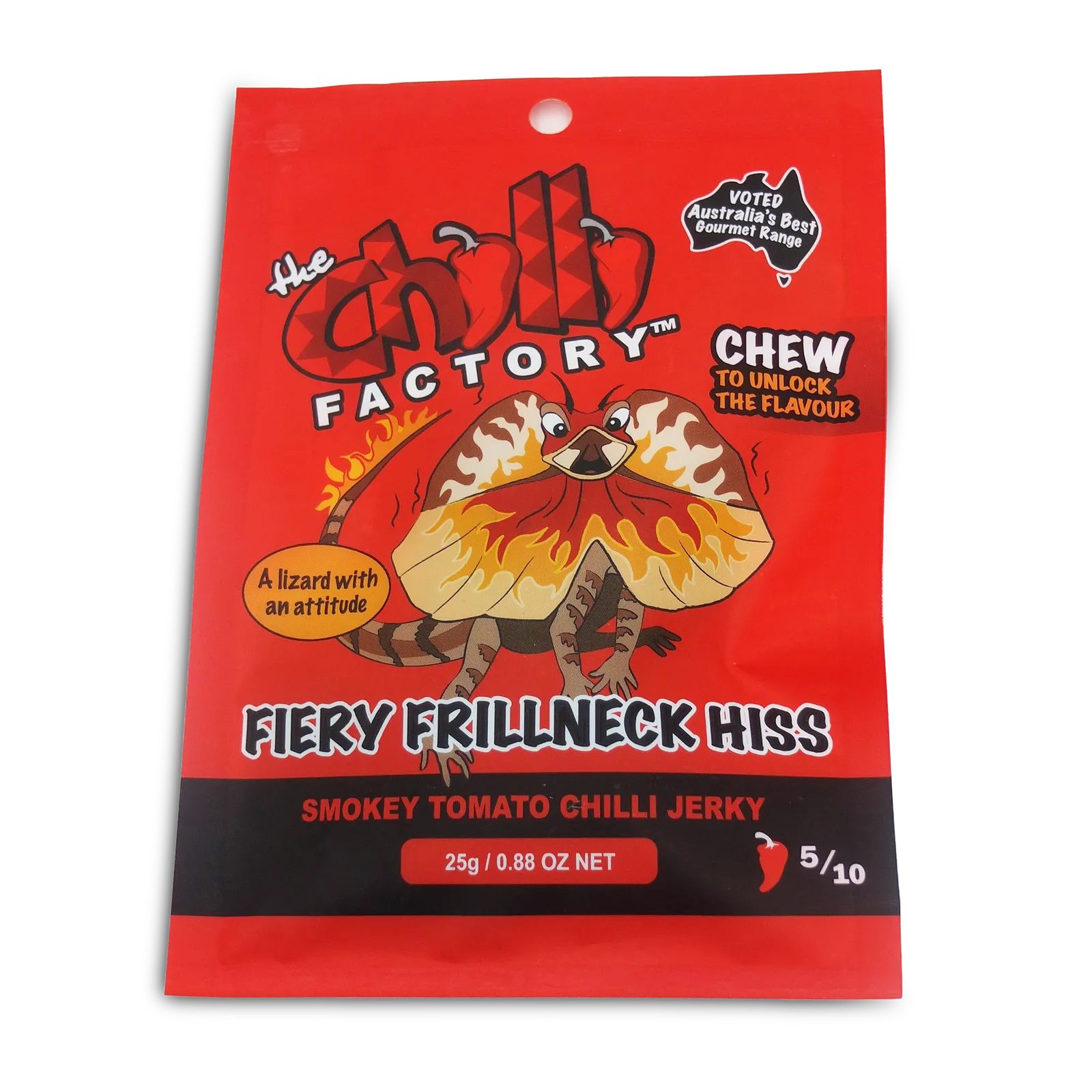 The Chilli Factory | Fiery Frillneck Hiss - Smokey Tomato Chilli Jerky