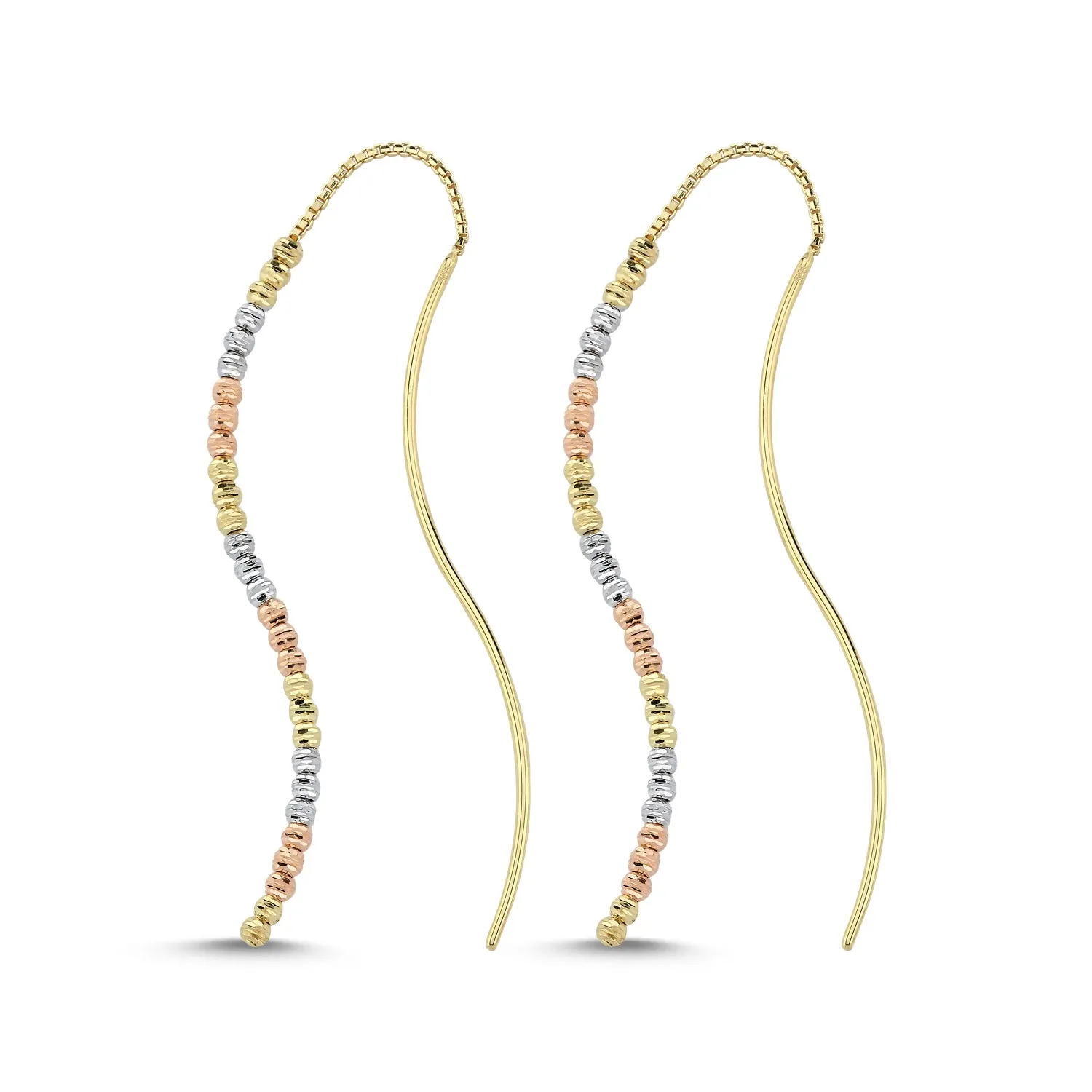 THREE GOLD BALL BOLD DANGLE EARRINGS