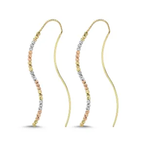 THREE GOLD BALL BOLD DANGLE EARRINGS