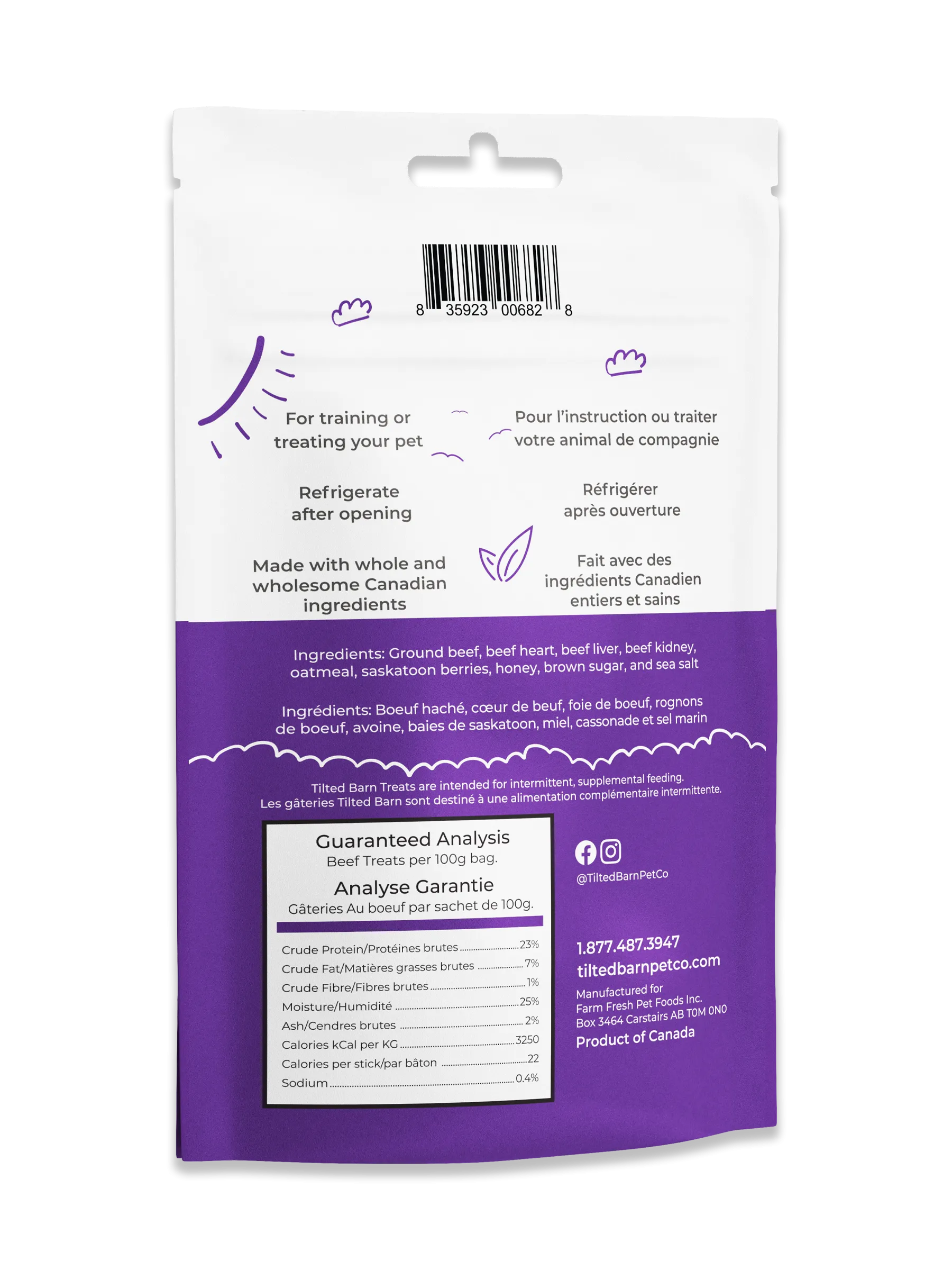 Tilted Barn Canadian Beef & Saskatoon Berry Dog Treats - Seasonal item, currently out of stock.