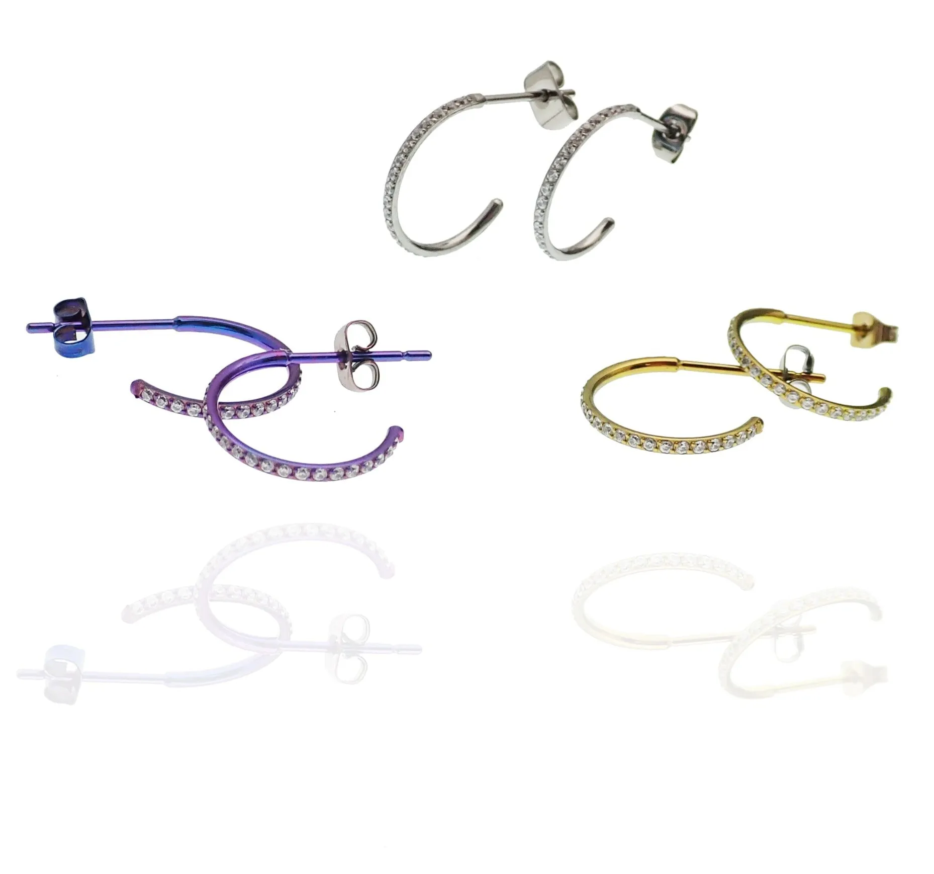 Titanium simple CZ Hoop Earrings