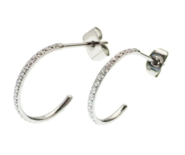 Titanium simple CZ Hoop Earrings