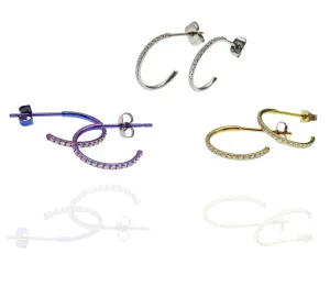 Titanium simple CZ Hoop Earrings