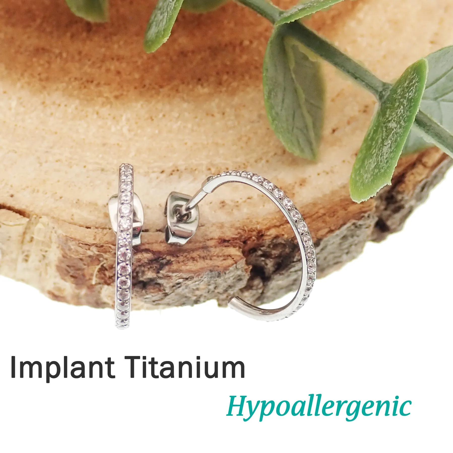 Titanium simple CZ Hoop Earrings