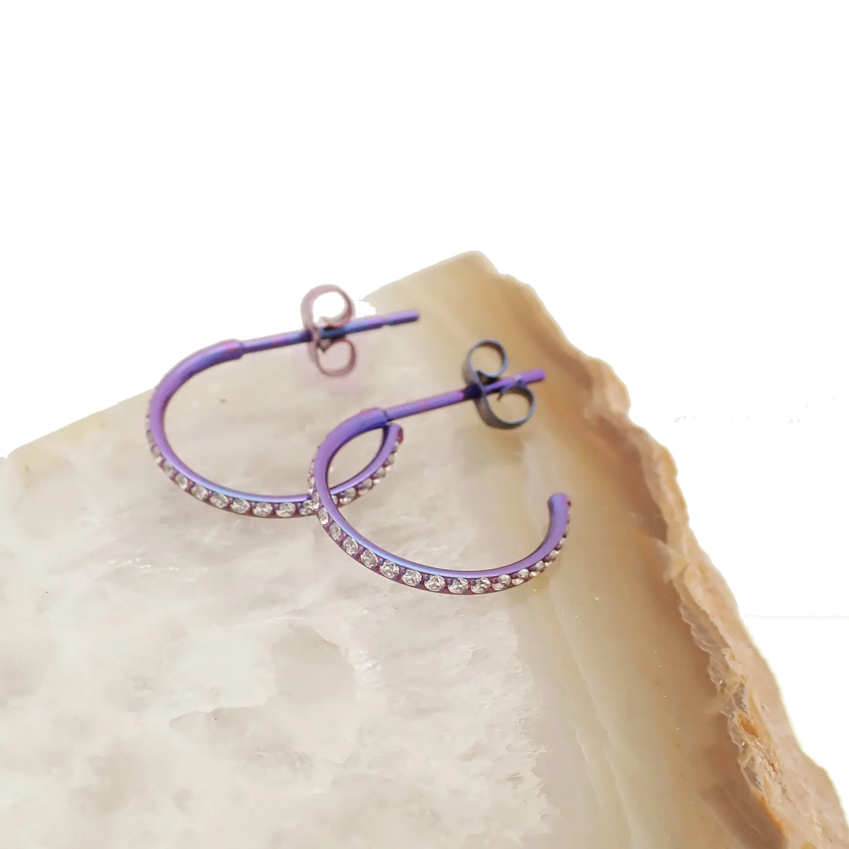 Titanium simple CZ Hoop Earrings