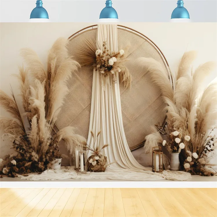 Toile de Fond Boho Arc Chic Pampas Photographie GQ2-32