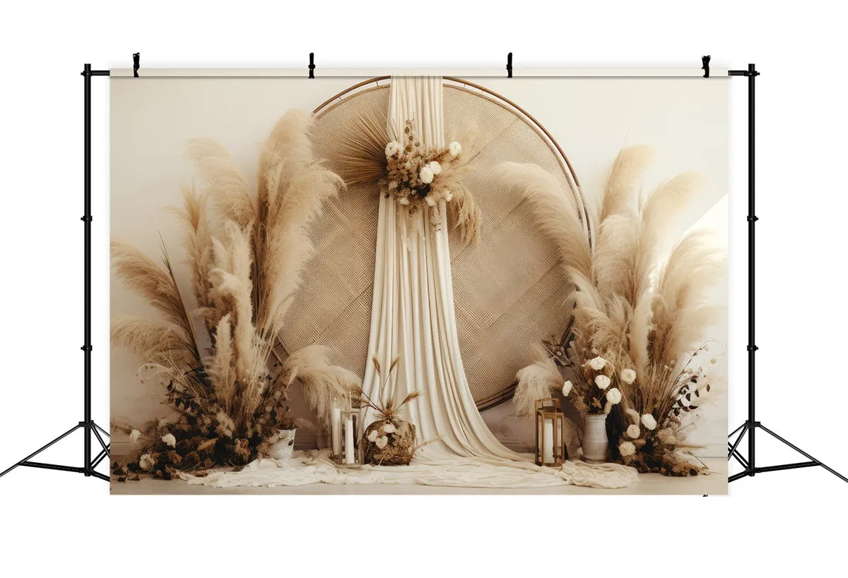 Toile de Fond Boho Arc Chic Pampas Photographie GQ2-32
