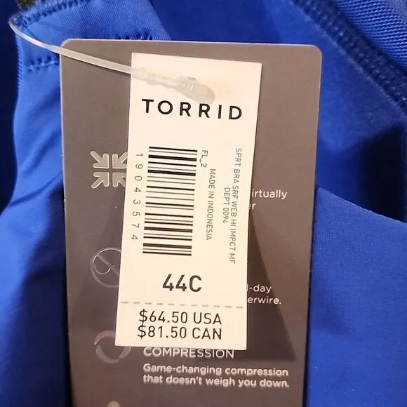 Torrid high impact sports bra 40C. NWT