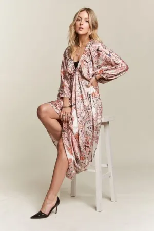 Totally Chic Babe Printed V-Neck Batwing Sleeve Dress