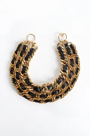 Triple Leather Curb Chain Choker