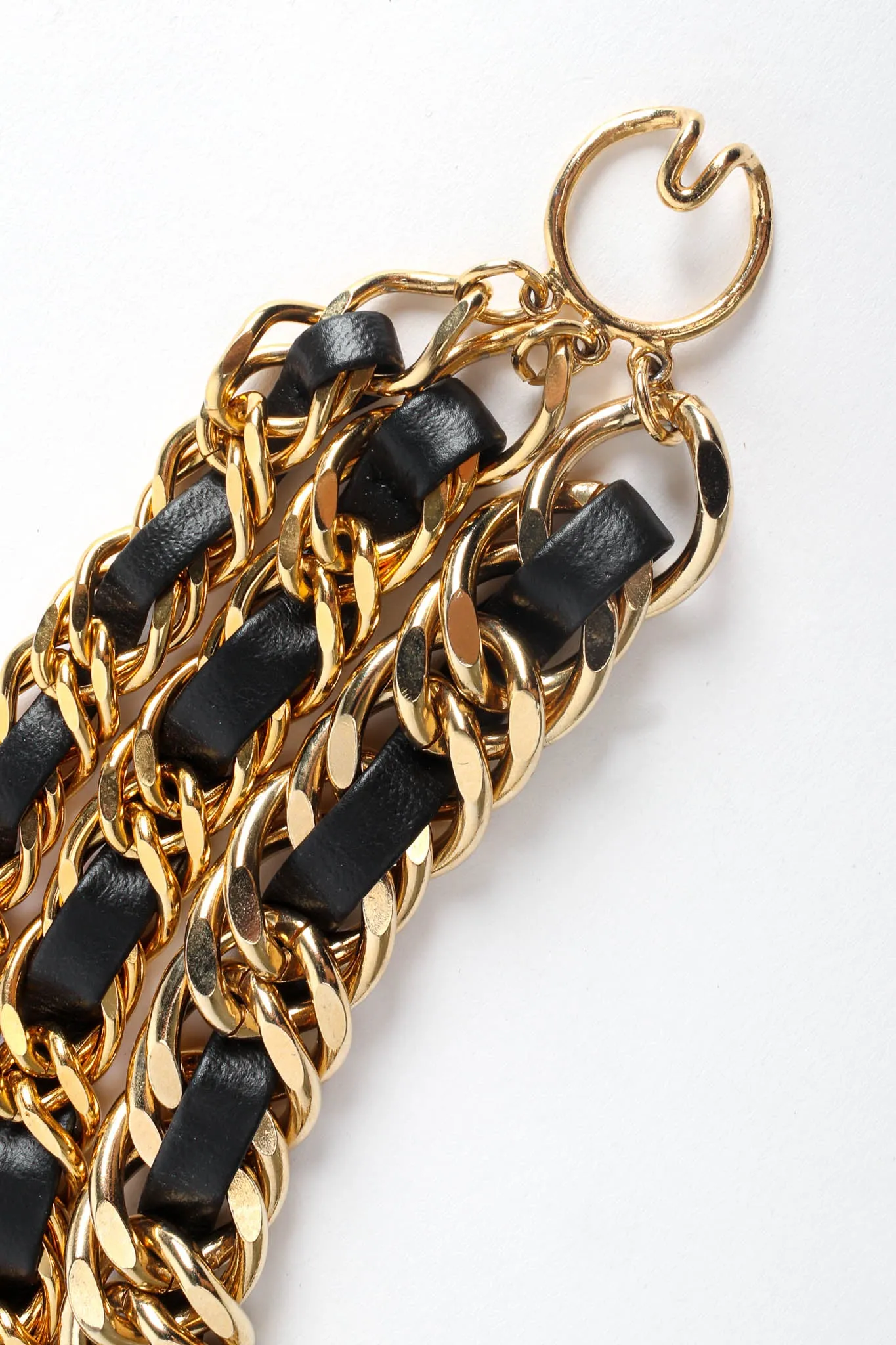 Triple Leather Curb Chain Choker
