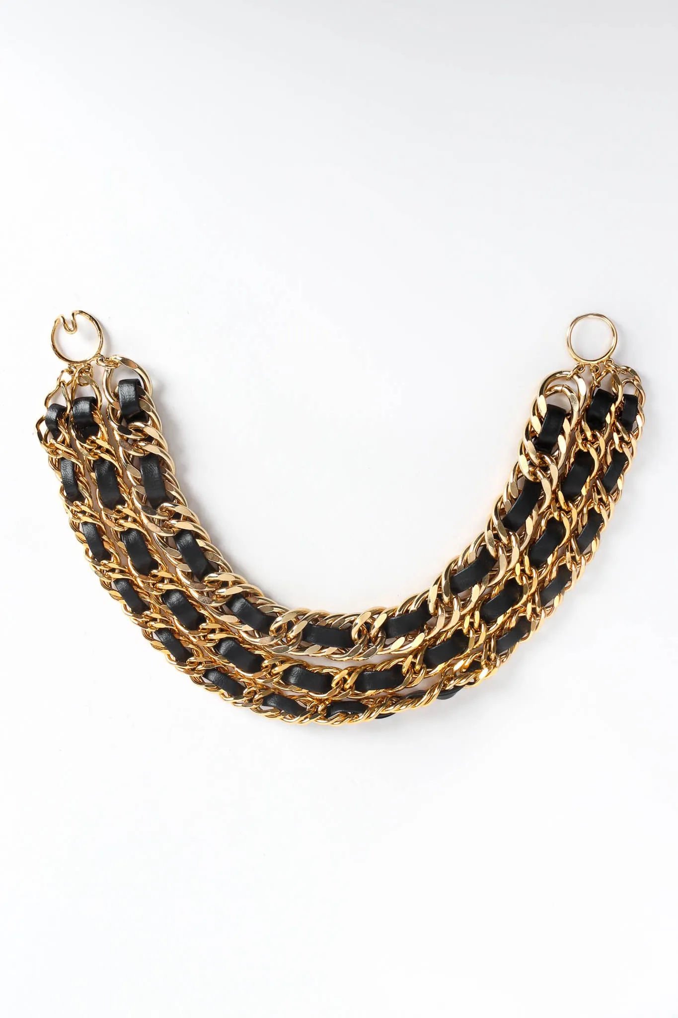 Triple Leather Curb Chain Choker