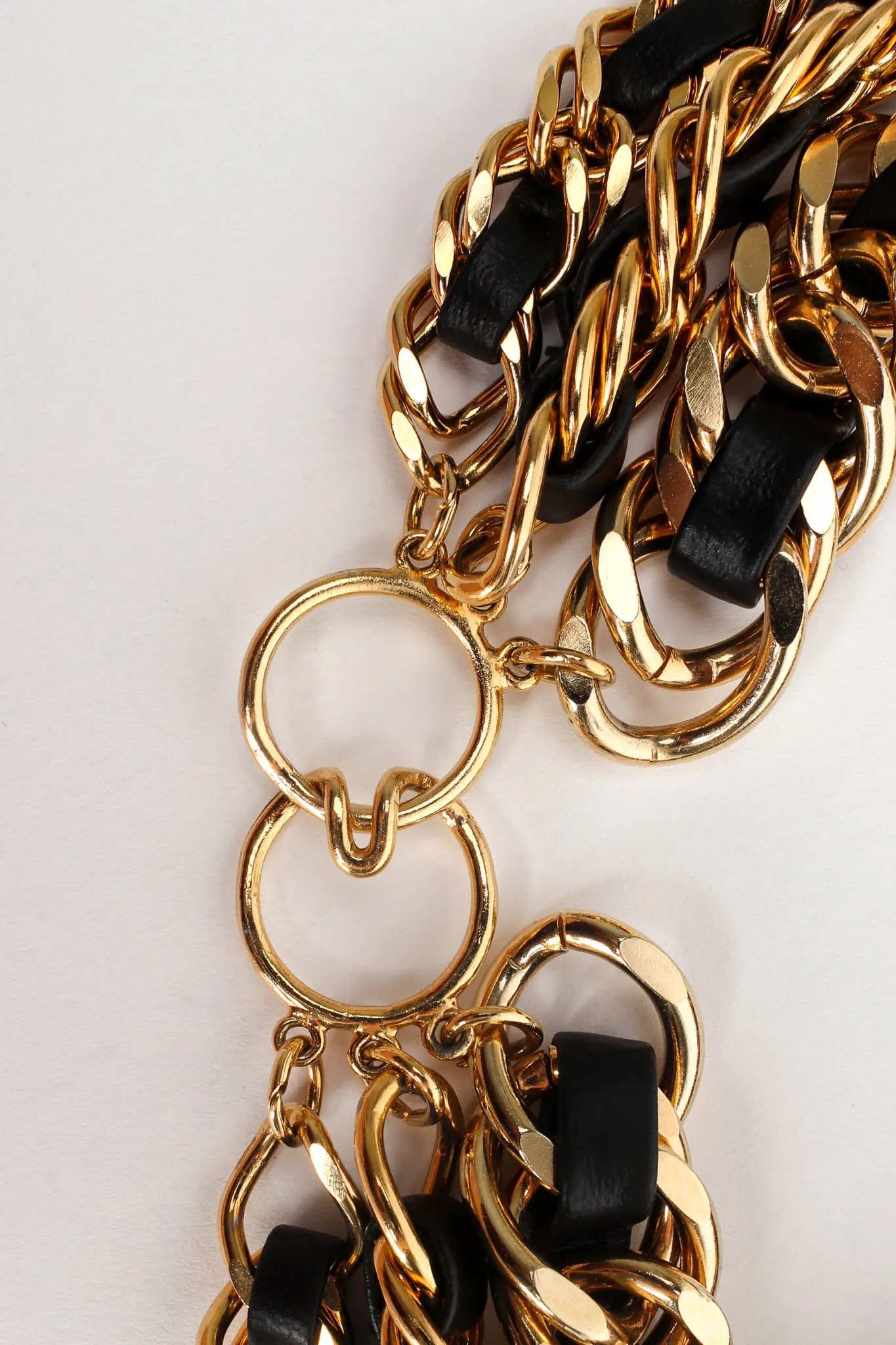 Triple Leather Curb Chain Choker
