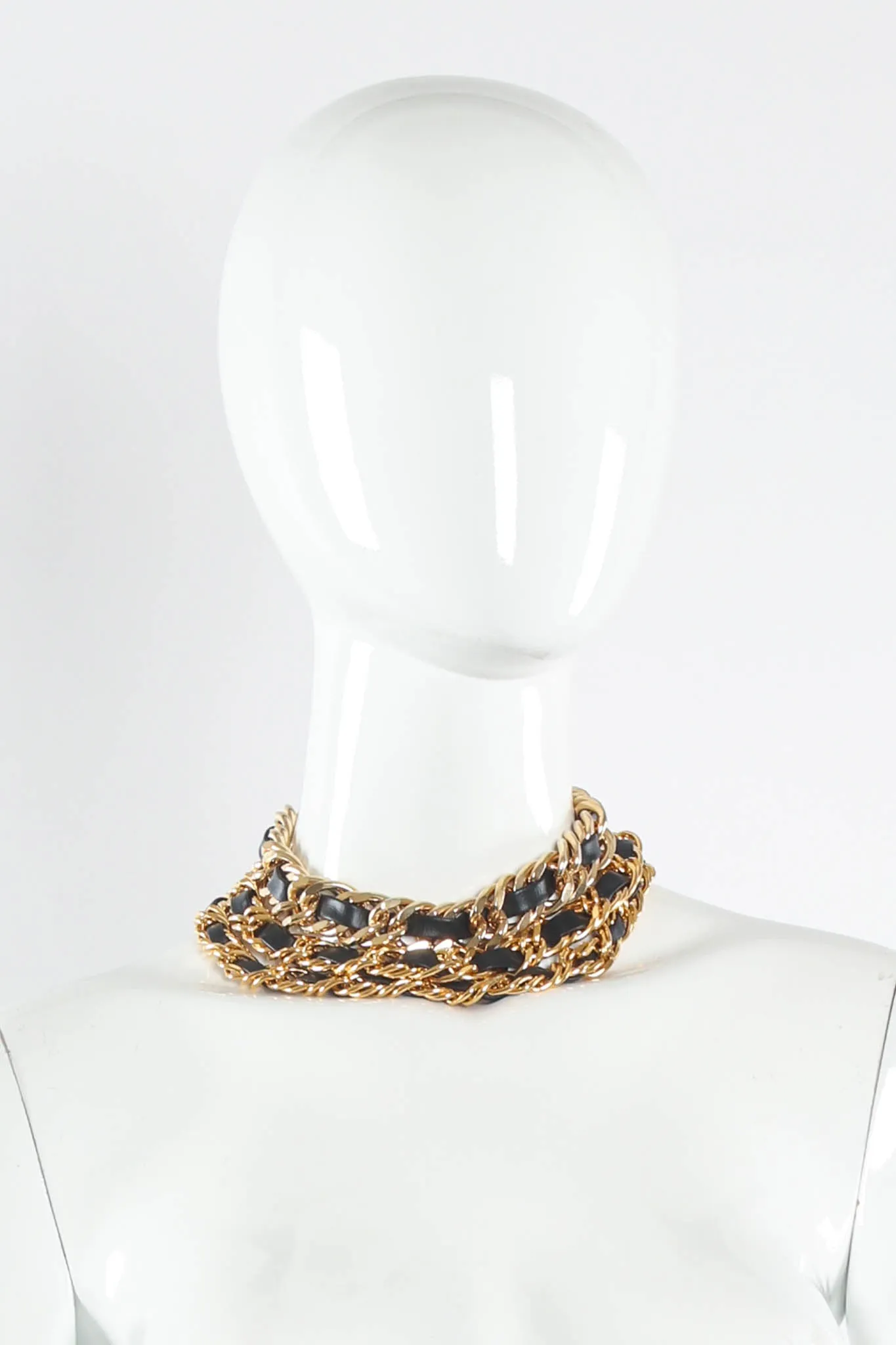 Triple Leather Curb Chain Choker