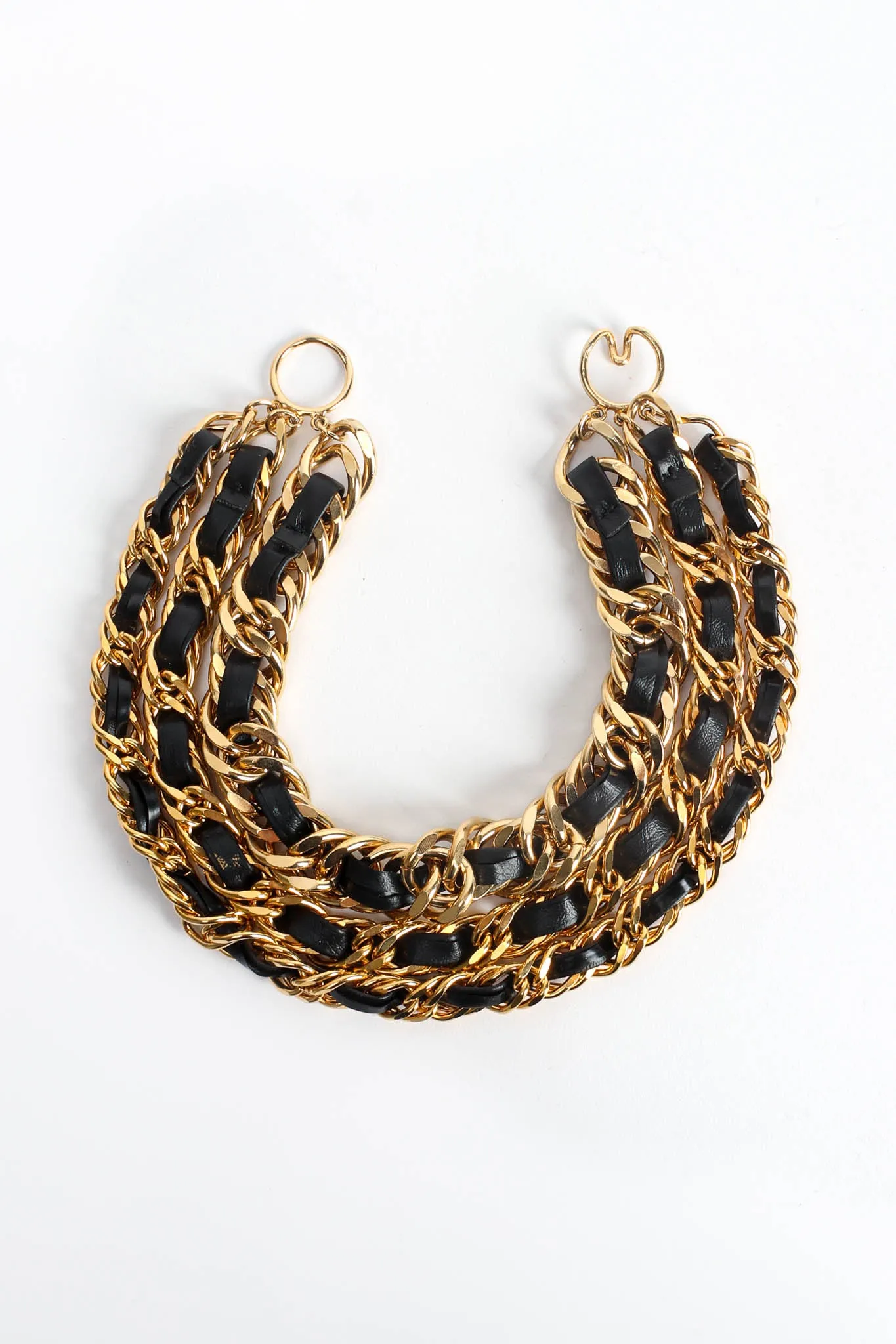 Triple Leather Curb Chain Choker