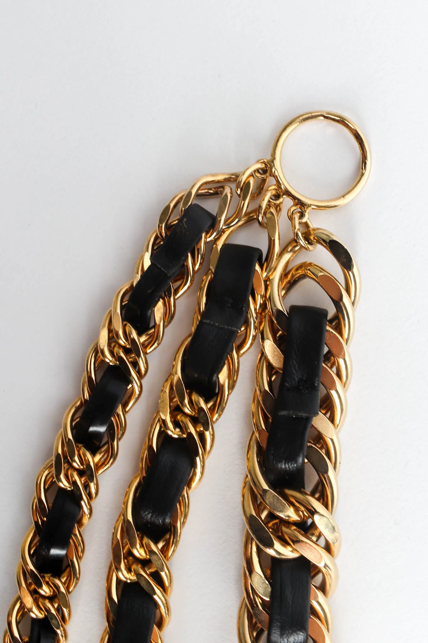 Triple Leather Curb Chain Choker