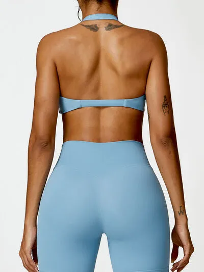 Twisted Halter Neck Active Bra