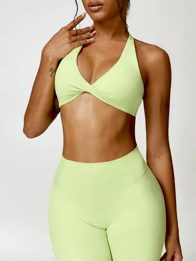 Twisted Halter Neck Active Bra