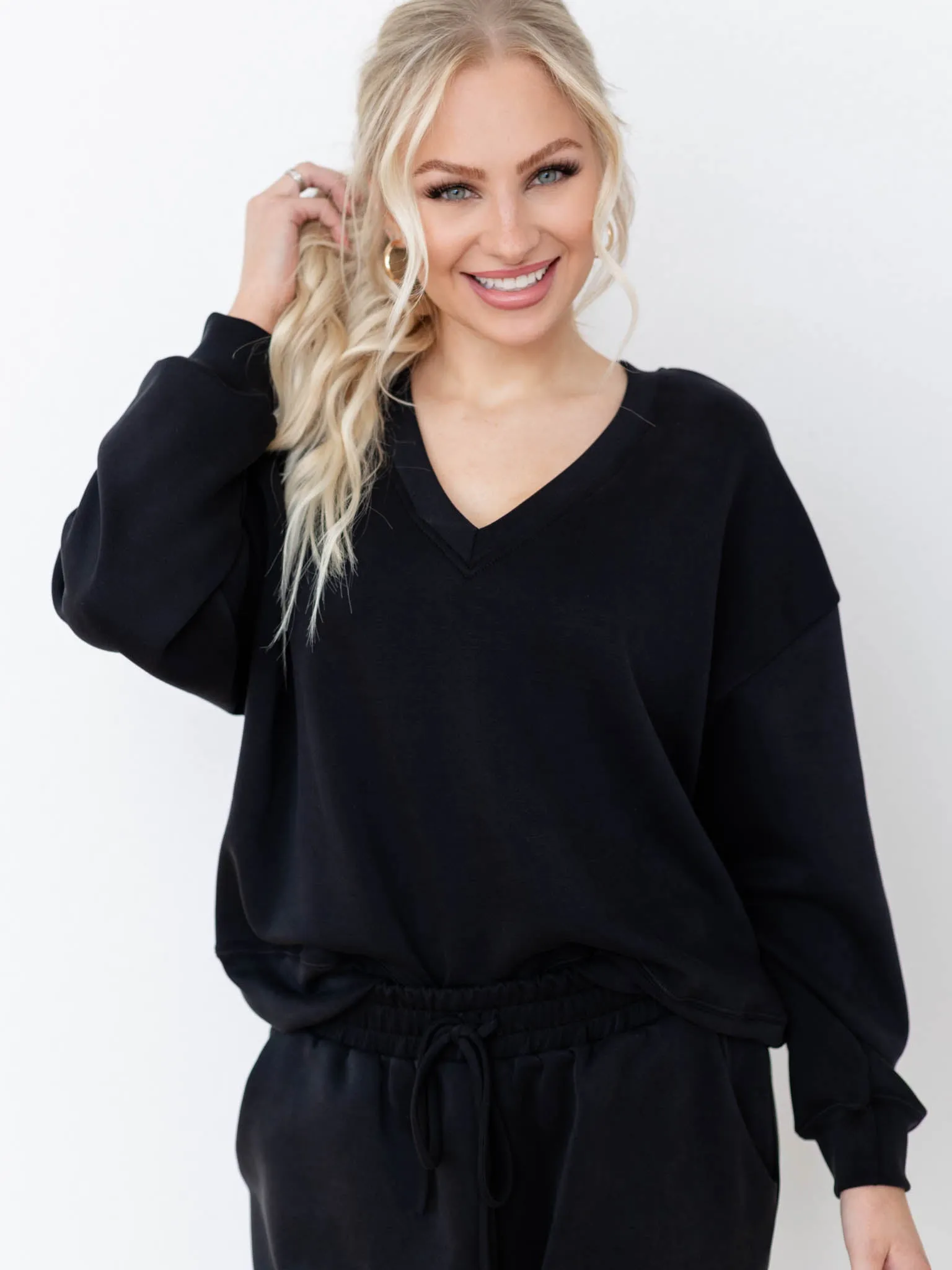 V-Neck Simple Sweatshirt