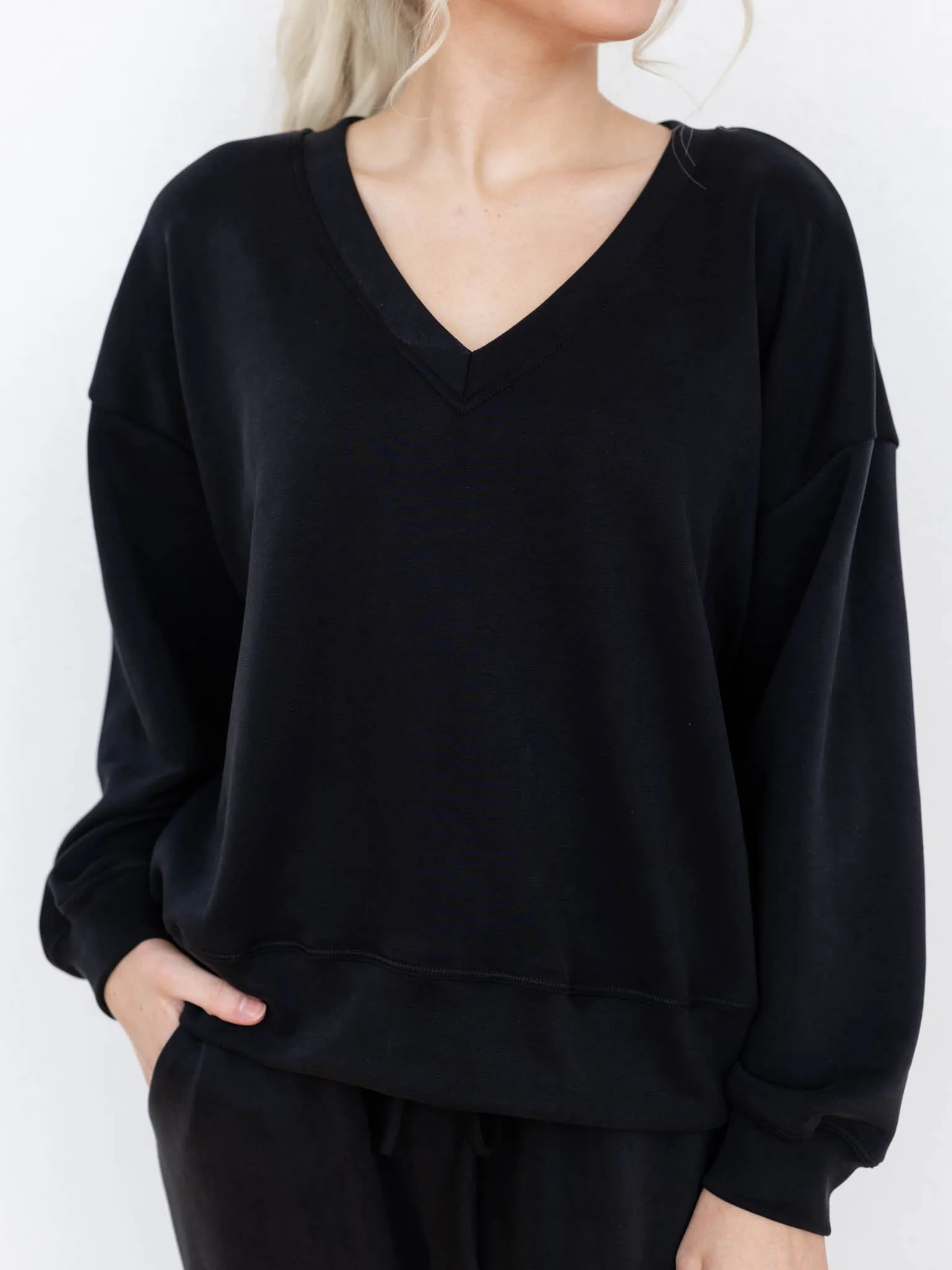 V-Neck Simple Sweatshirt