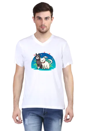 V Neck T-Shirt (Men) - Pawsitively Adorable Cats (3 Colours)
