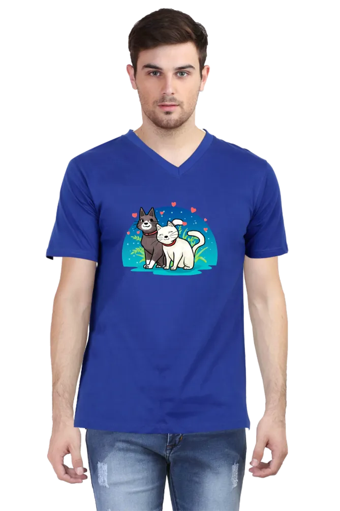V Neck T-Shirt (Men) - Pawsitively Adorable Cats (3 Colours)